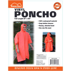 Boulder Creek Orange Vinyl Rain Poncho