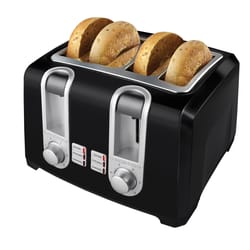 Black+Decker Stainless Steel Black 4 slot Toaster 13.5 in. H X 13 in. W X 9 in. D