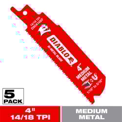 Diablo 4 in. Bi-Metal Medium Metal Reciprocating Saw Blade 14/18 TPI 5 pk