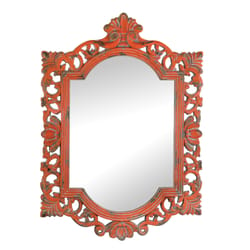 Accent Plus 26.4 in. H X 18.9 in. W Weathered Orange Wood Ornate Wall Mirror