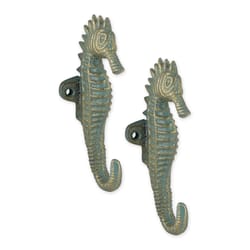 Zingz & Thingz 5.75 in. H X 2.5 in. W X 1.5 in. L Green Cast Iron Wall Hook