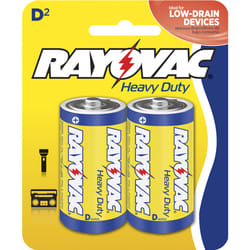 Rayovac D Zinc Carbon Batteries 2 pk Carded