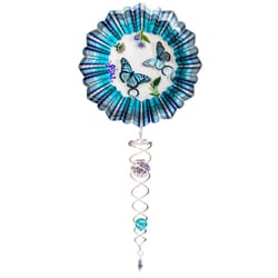 Spinfinity Designs Multi-color Stainless Steel 6.5 in. 3D Blue Butterfly Mini Set Outdoor Spinner