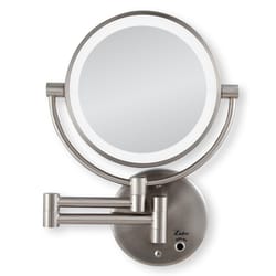 Zadro Next Generation 5.50 in. H X 5.50 in. W Wall Mount Double Sided Makeup Mirror Satin Nickel Sil