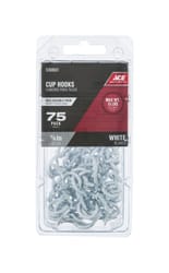 Ace Small White Steel 1.3125 in. L Cup Hook 15 lb 75 pk