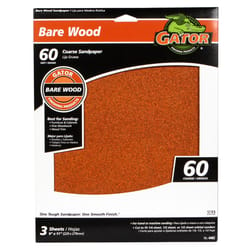 Gator 11 in. L X 9 in. W 60 Grit Aluminum Oxide Sandpaper 4 pk