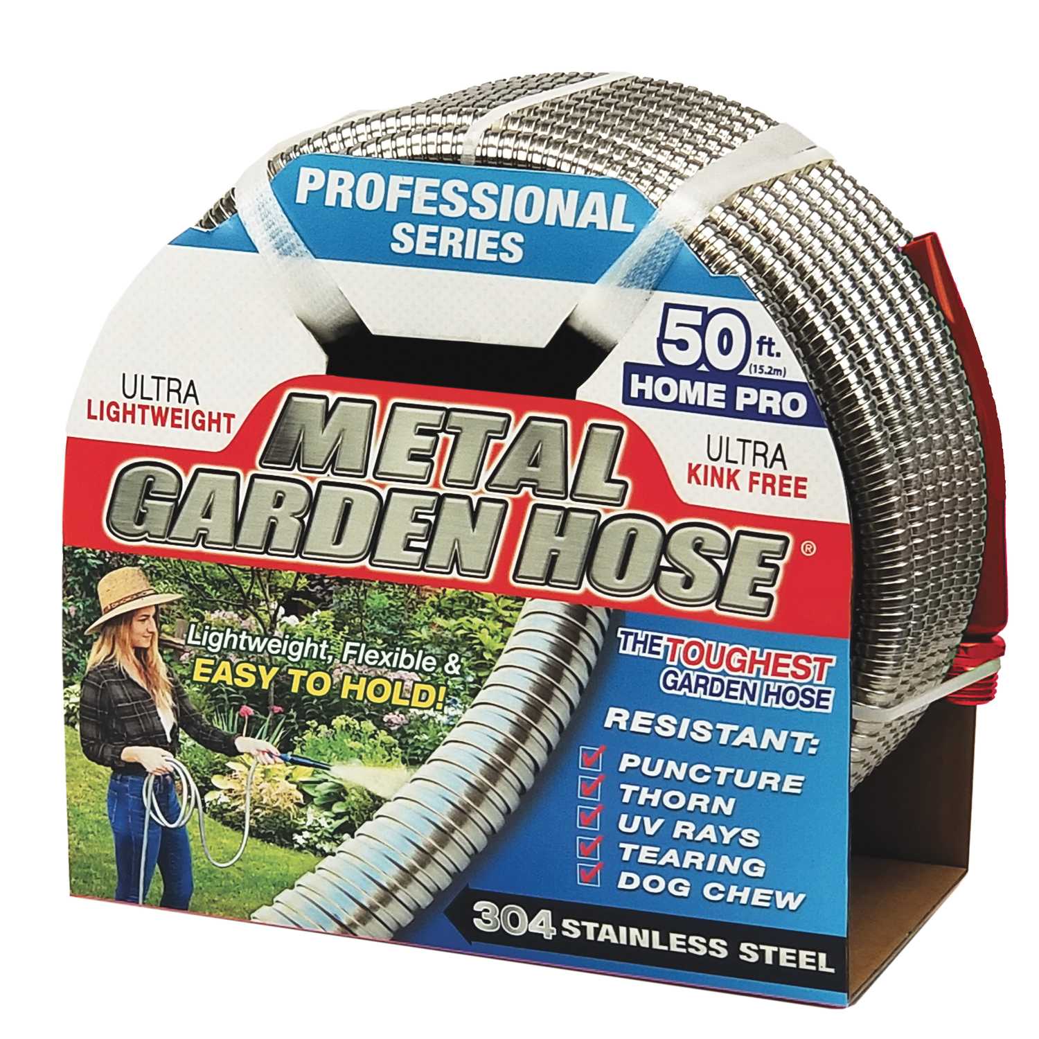 Swan 1/2 in. Dia. x 50 ft. L Heavy-Duty Silver Stainless Steel Garden