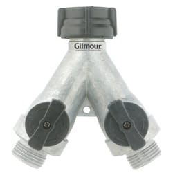 Gilmour 3/4 in. Metal Threaded Male Y-Hose Connector with Shut Offs