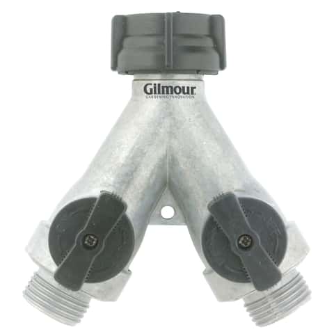 Gilmour 3/4 in. Metal Threaded Male Y-Hose Connector with Shut Offs Gilmour 3/4 in. Metal Threaded Male Y-Hose Connector with Shut Offs