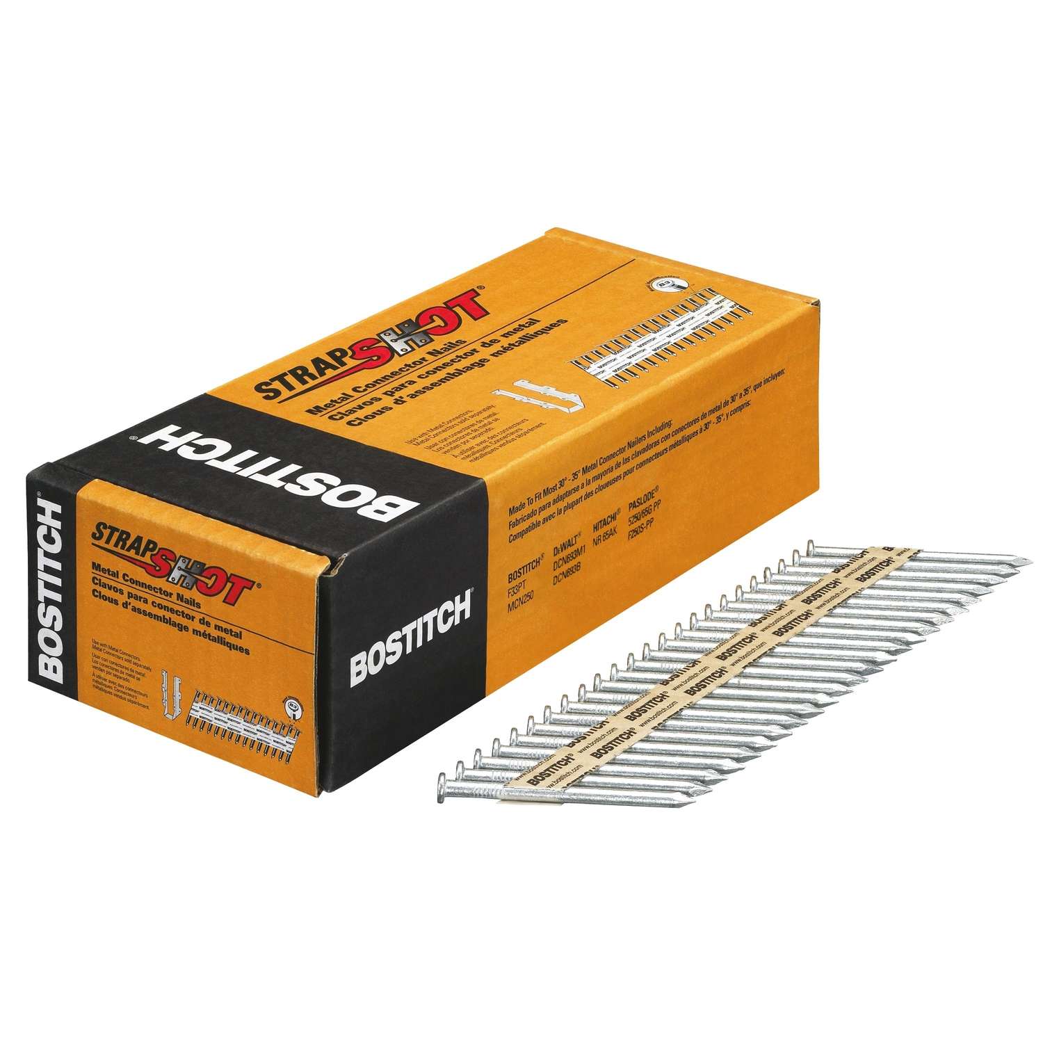 Bostitch StrapShot 21/2 in. 10 Ga. Paper Strip Galvanized Metal Connector Nails 500 pk Ace