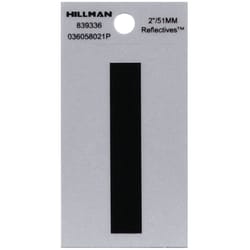 HILLMAN 2 in. Reflective Black Vinyl  Self-Adhesive Letter I 1 pc