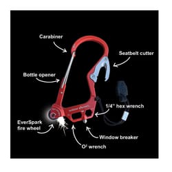 Outdoor Element Fire Escape Red Carabiner Multi Tool