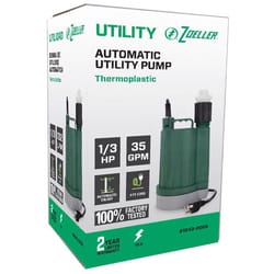 Zoeller 1/3 HP 2400 gph Thermoplastic Electronic Switch Bottom AC Submersible Utility Pump