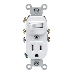 Leviton 15 amps 120 V Duplex White Combination Switch/Outlet 5-15R 1 pk