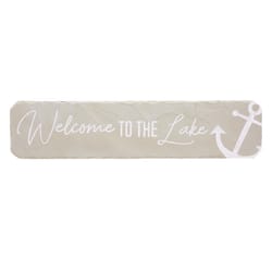 Pavilion Stones with Stories Cream/Gray Cement/Stone 3.75 in. H Welcome to the Lake Stepping Stone