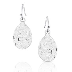 Montana Silversmiths Women's Montana Big Sky Artistry Teardrop Silver Earrings Brass Water Resistant