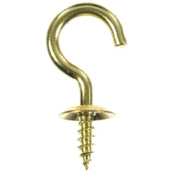 Ace Small Polished Brass Green Brass 1.25 in. L Cup Hook 10 lb 5 pk