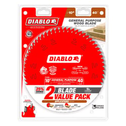 Diablo 10 in. D X 5/8 in. TiCo Hi-Density Carbide Circular Saw Blade Set 40 teeth 2 pk