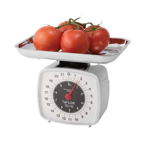 Taylor Mechanical/Analog Kitchen Scale and Food Scale in White, Max 11 Lbs.