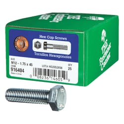 HILLMAN M12-1.75 mm D X 45 mm L Heat Treated Steel Hex Head Cap Screw 25 pk