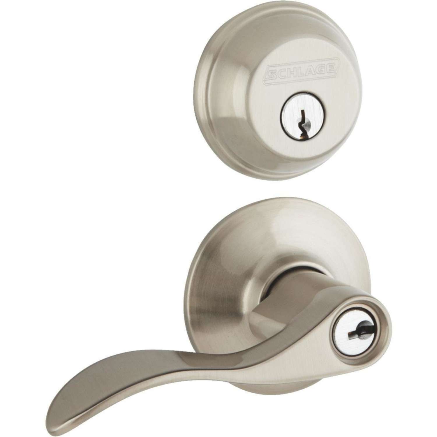 Schlage Accent Satin Nickel Lever and Single Cylinder Deadbolt ANSI