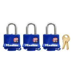 Master Lock 312TRI 1-5/16 in. H X 1 in. W Vinyl Covered Steel Double Locking Padlock Keyed Alike