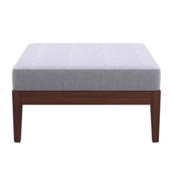 Linon Home Decor Walnut Wood Frame Conversation Ottoman Gray