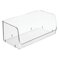 iDesign Linus Clear Storage Bin with Handles 5.25 in. H X 12 in. W X 6.25 in. D Stackable