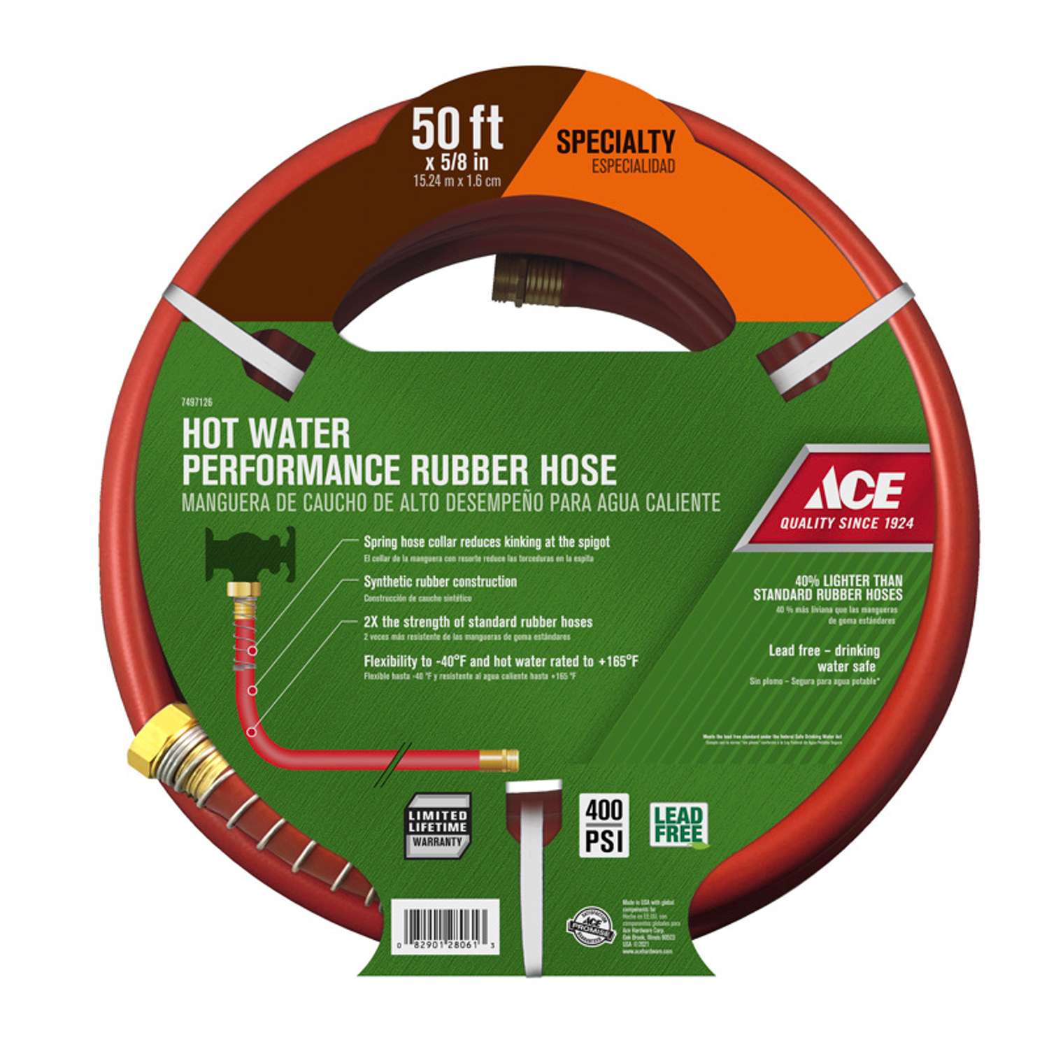 Ace 5/8 in. D X 50 ft. L Heavy Duty Premium Grade Hot Water Hose Ace Hardware