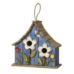 Glitzhome 10.5 in. H X 4.75 in. W Metal and Wood Bird House