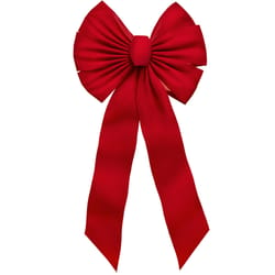 Holiday Trims Red 11 Loop Christmas Bow 14 in.