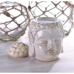 Fragrance Foundry 5 in. H X 4.25 in. L White Ceramic Smiling Budda Head Oil Warmer