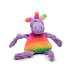 HuggleHounds Knottie Multicolored Plush Rainbow Unicorn Squeaky Dog Toy Small 1 pk