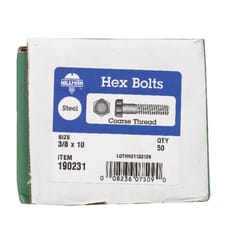 HILLMAN 3/8 in. D X 10 in. L Zinc Plated Steel Hex Bolt 50 pk