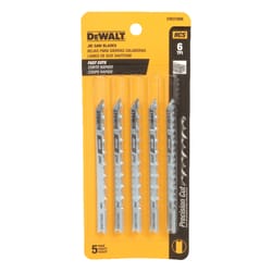 DeWalt 4 in. High Carbon Steel U-Shank Jig Saw Blade 6 TPI 5 pk