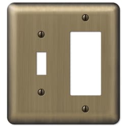 Amerelle Devon Brushed Brass 2 gang Stamped Steel Decorator/Toggle Wall Plate 1 pk