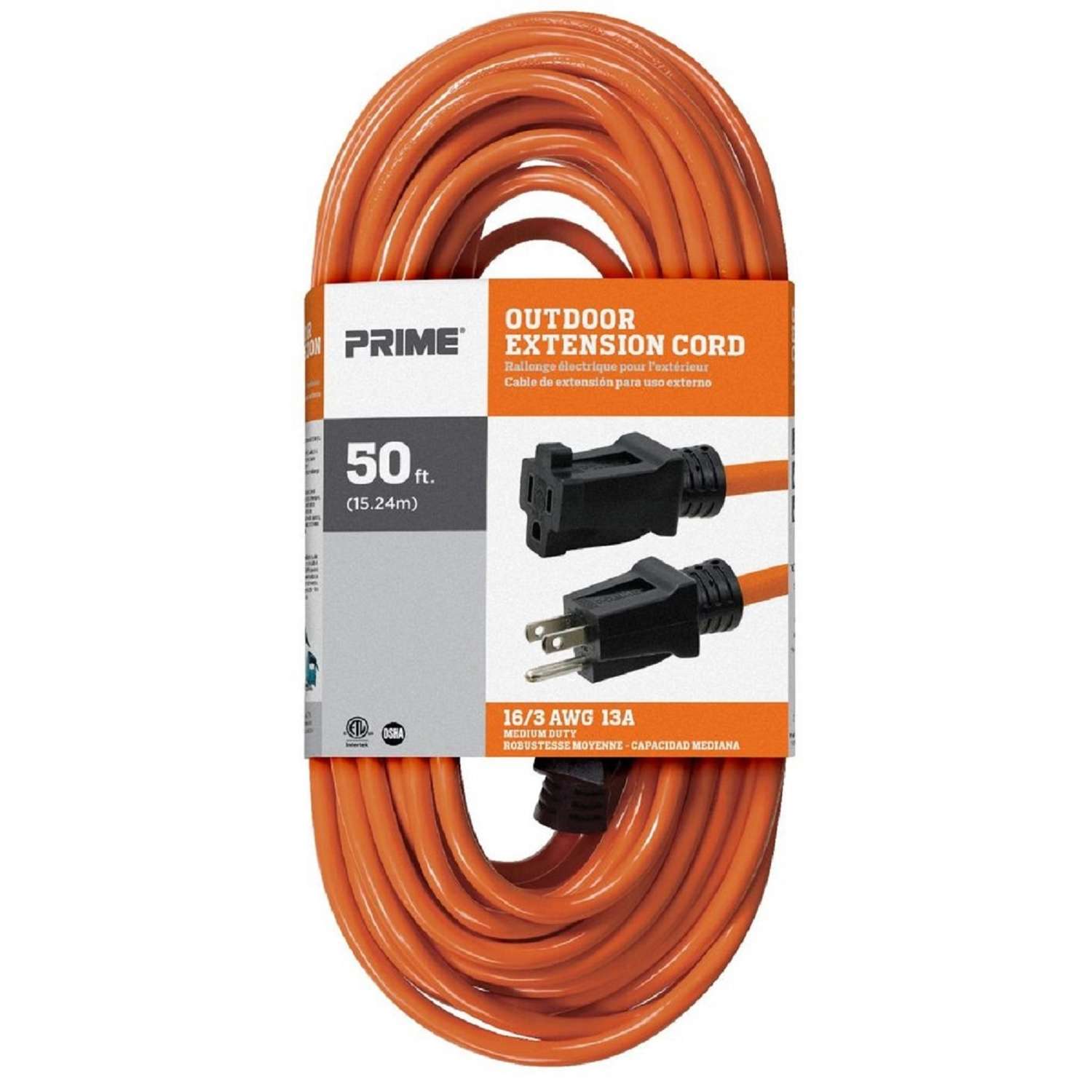 Prime Outdoor 50 ft. L Orange Extension Cord 16/3 SJTW Ace Hardware