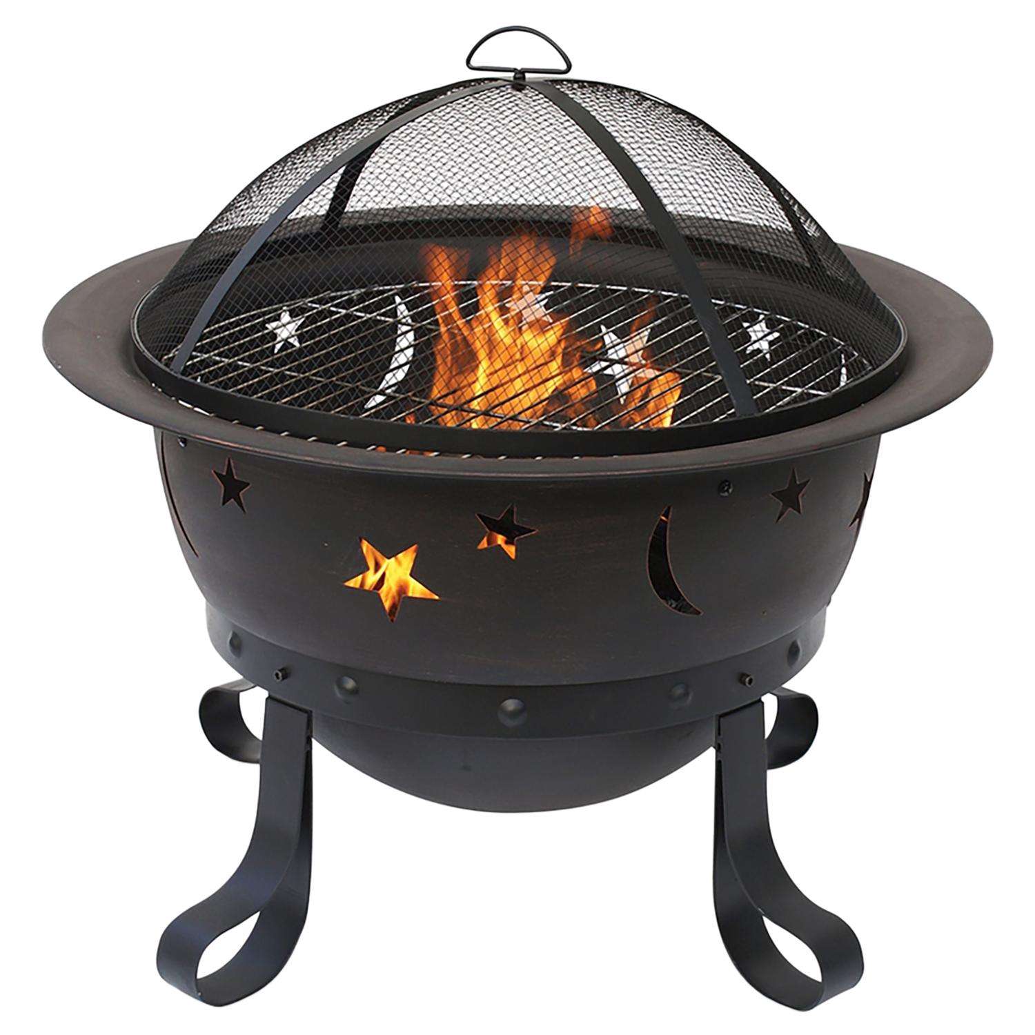 Endless Summer 29.9 in. W Steel Stars and Moons Round Wood Fire Pit - Ace  Hardware