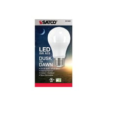 Satco . A19 E26 (Medium) LED Dusk to Dawn Bulb Warm White 60 Watt Equivalence 1 pk