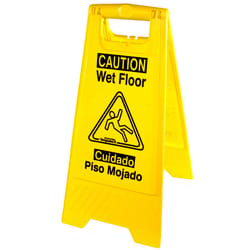 Impact Bilingual Yellow Caution Easel Floor Sign 24.3 in. H X 10.75 in. W