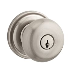 Baldwin Reserve Round Knob Satin Nickel Entry Lockset 2 in.