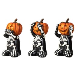 Glitzhome 6 in. Skeleton Pumpkin Halloween Decor