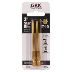 GRK Fasteners Star T10 X 3 in. L Power Bit Steel 2 pc