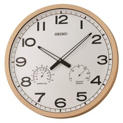 Seiko 20 in. L X 20 in. W Indoor and Outdoor Transitional Analog Clock/Thermometer/Hygrometer Glass/