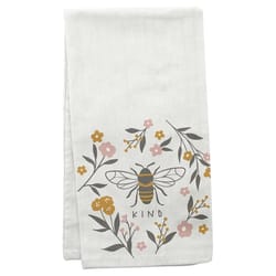 Karma Gifts Flora White Cotton Bee Tea Towel 1 pk