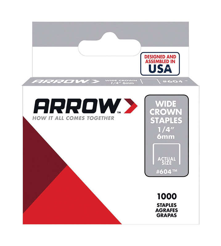 Arrow Fastener 604 1 2 In W X 1 4 In L 25 Ga Wide Crown Standard Staples 1000 Pk Ace Hardware