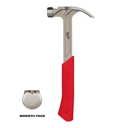 Milwaukee 16 oz Smooth Face Hybrid Claw Hammer 13 in. Fiberglass Handle