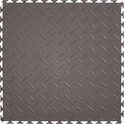 Perfection Floor Tile 20.5 in. W X 20.5 in. L Diamond Plate Dark Gray Vinyl Floor Tile 23.2 sq ft