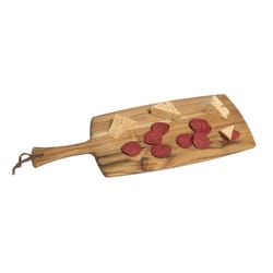 Lipper International Natural Leather/Teak Wood Rustic Paddle Board With Tie 1 pc