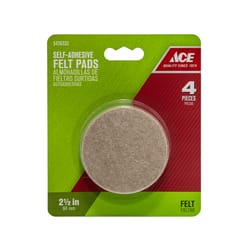 Ace Felt Self Adhesive Pad Brown Round 2-1/2 in. W 4 pk